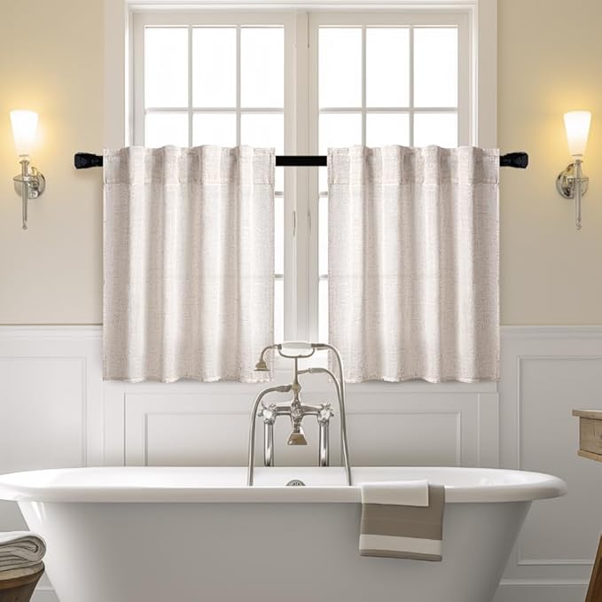 MIULEE Farmhouse Kitchen Curtains 36 Inch Length 2 Panels, Soft Thick Linen - Image 2
