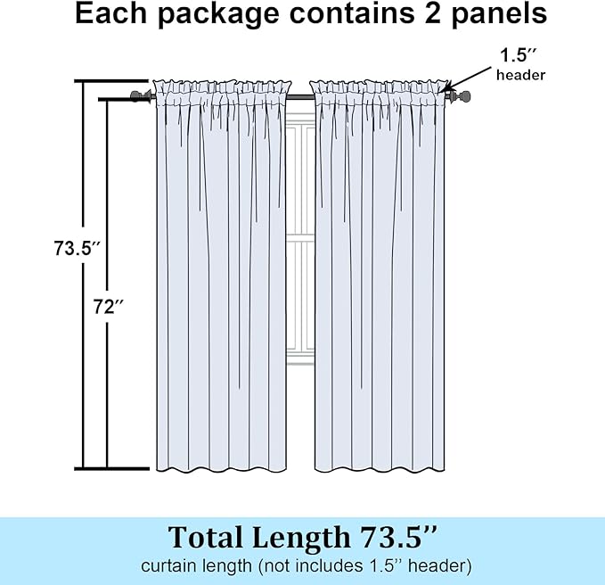 Simplebrand Gold Sheer Curtains 72 Inch Length 2 Panels - Image 7