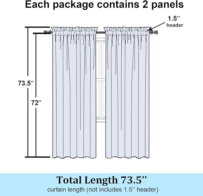 Simplebrand Dusty Blue Sheer Curtains 72 Inch Length 2 Panels - Image 7
