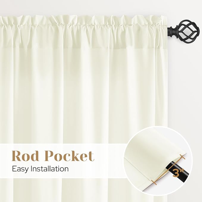HOMEIDEAS Non-See-Through Ivory Privacy Sheer Curtains, 52 X 84 Inches Long 2 - Image 6