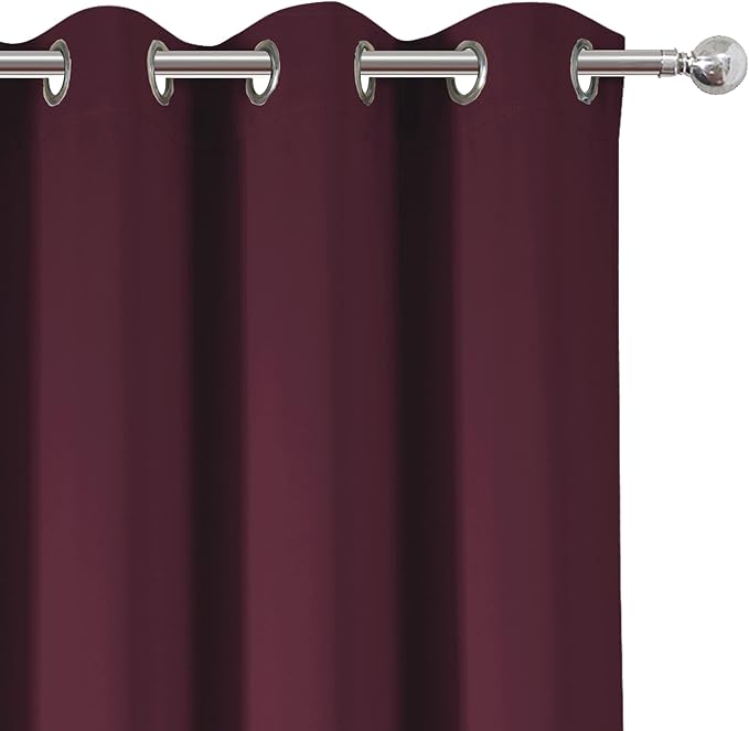 LEMOMO Blackout Curtains 66 x 84 inch/Burgundy Red Curtains Set of 2 - Image 7