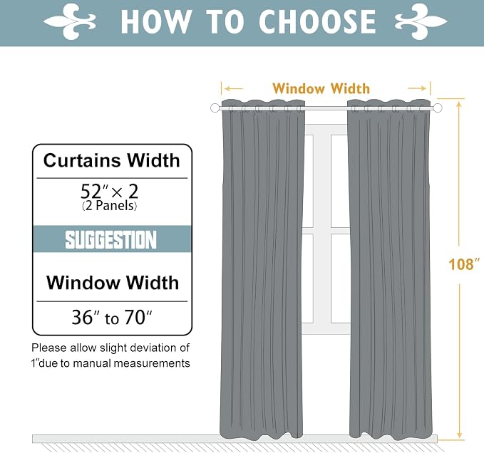 ChrisDowa Blackout Curtains 108 Inches Long 2 Panels Set - Image 5