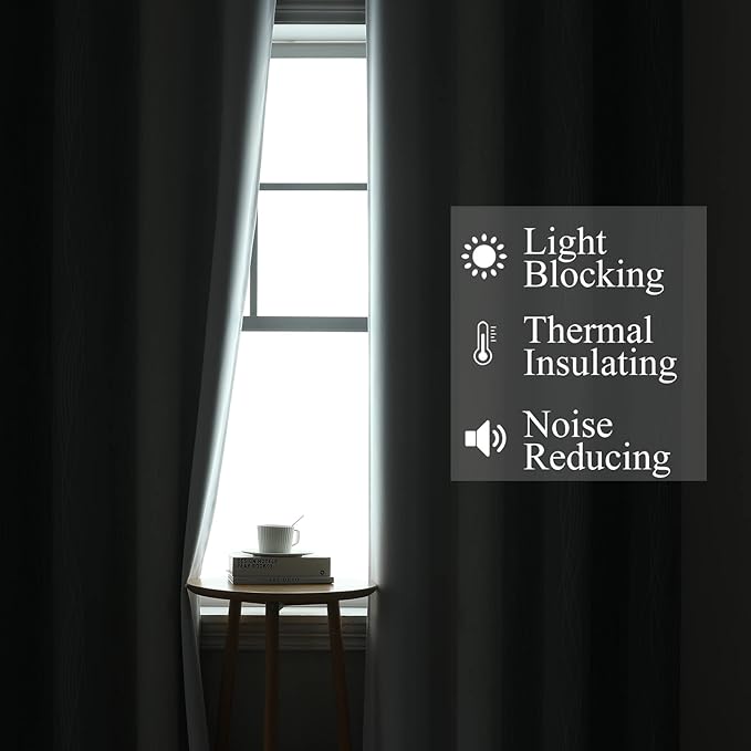 Estelar Textiler Grey and Greyish White Blackout Curtains 45 Inch Length - Image 3