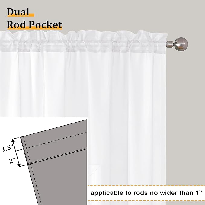 Aiyufeng 2 Pack: Basic White Sheer Curtain Drapes - Image 7
