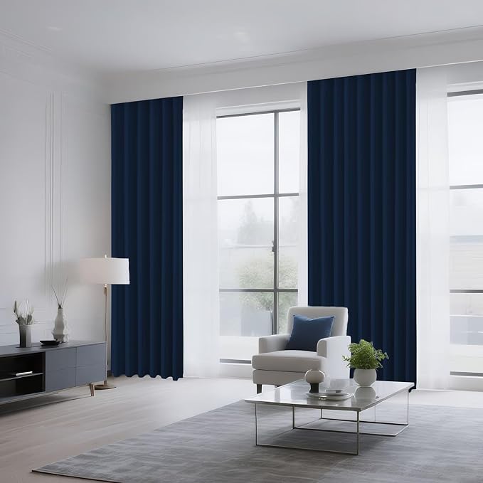 CUCRAF Navy Blue Blackout Curtains 96 inch Length 2 Panels Set, Rod Pocket Room - Image 8