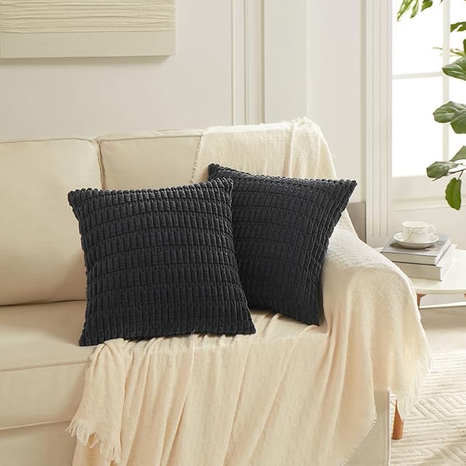 Fancy Homi 4 Packs Boho Black Decorative Throw Pillow Covers 22x22 Inch - Image 6