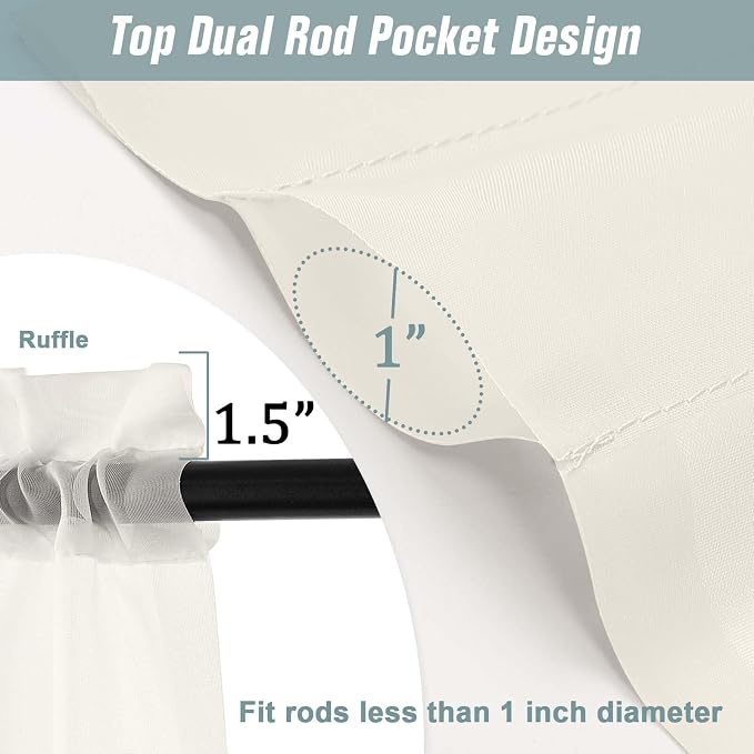 Extra Wide Ivory Sheer Curtains - Image 3
