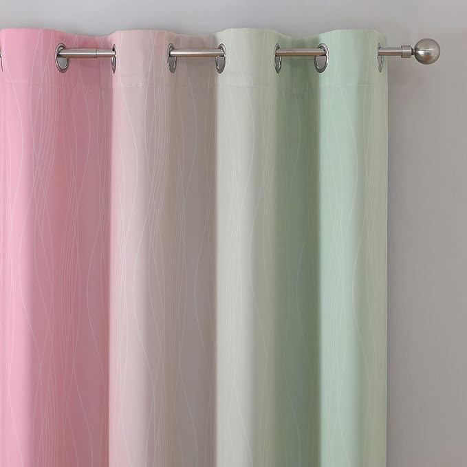 Estelar Textiler Sage and Pink Blackout Curtains 45 Inch Length, Light Blocking - Image 4