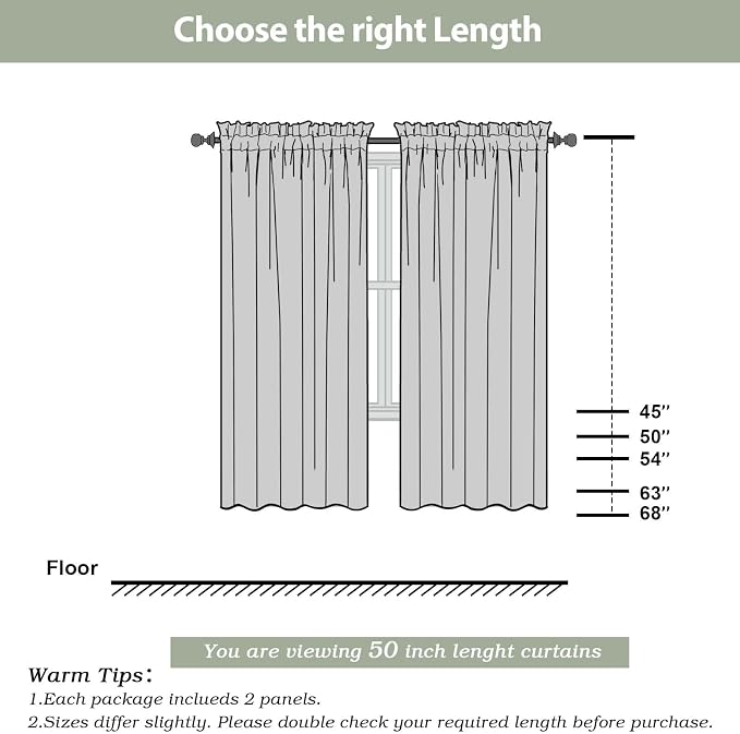 OWENIE Sheer Curtains, Cream Sheer Curtains 50 Inch Length 2 Panels Set - Image 2