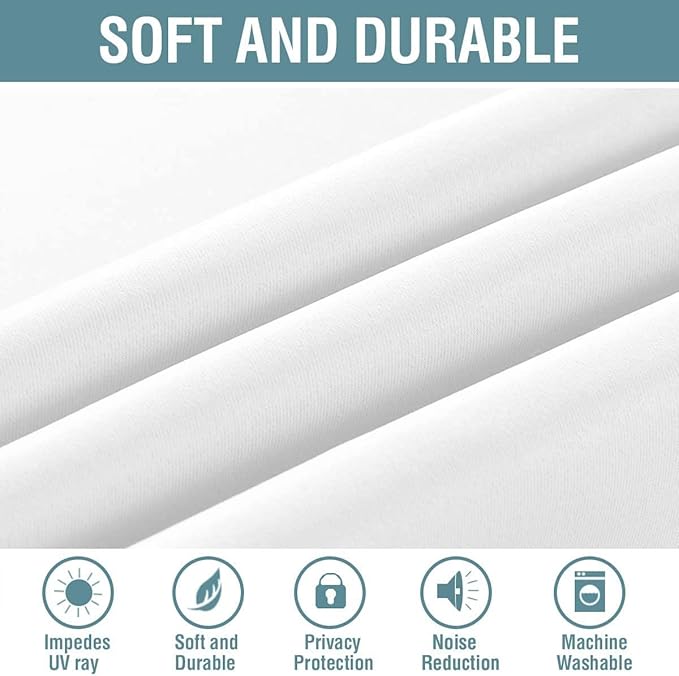 H.VERSAILTEX White Curtains for Bedroom Pure White Curtain 96 inches Long for - Image 8