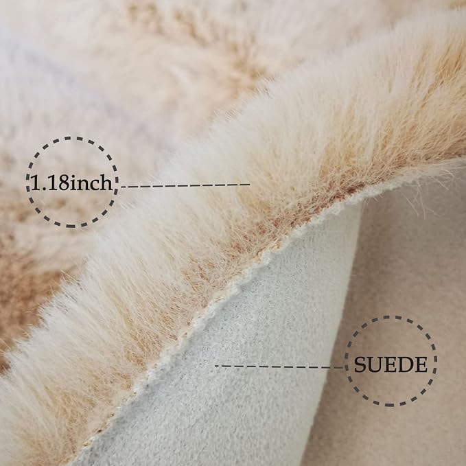 Ghouse Ultra Soft Faux Rabbit Fur Rug, Machine Washable Area Rugs - Image 3