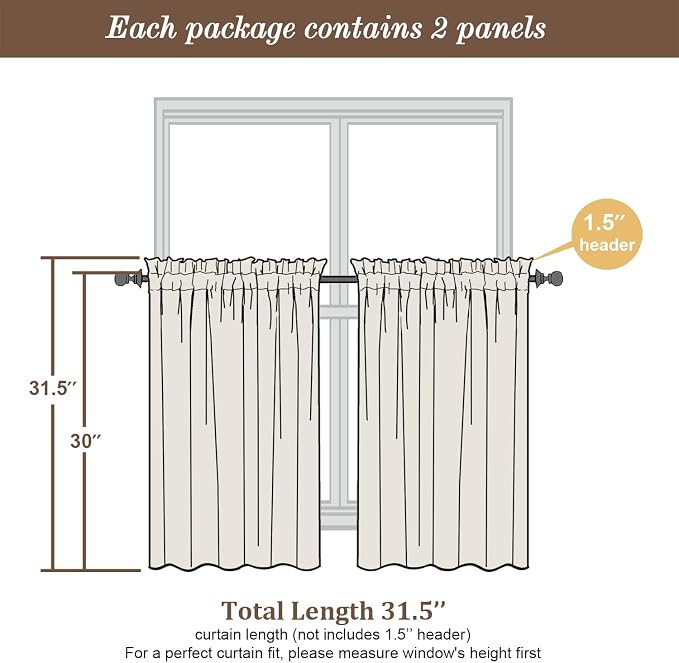 Chyhomenyc Pink Sheer Curtains 30 inch Length 2 Panels, Light Filtering Voile - Image 6