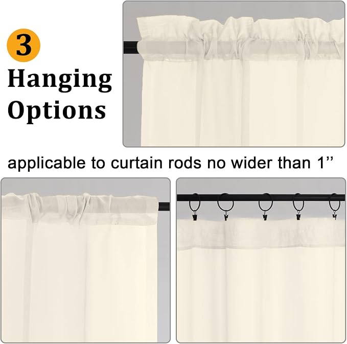 Gwine Cream Sheer Curtains 84 Inches Long 2 Panels Set, Voile Light Filtering - Image 4