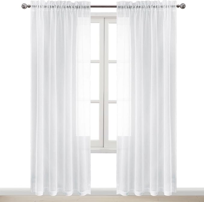 DWCN Extra Long Curtains, Sheer White Curtains 102 inches Long - Image 9