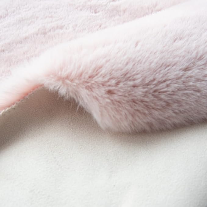 ORINOVA Pink Fuzzy Faux Rabbit Washable Fur Rug - Image 4
