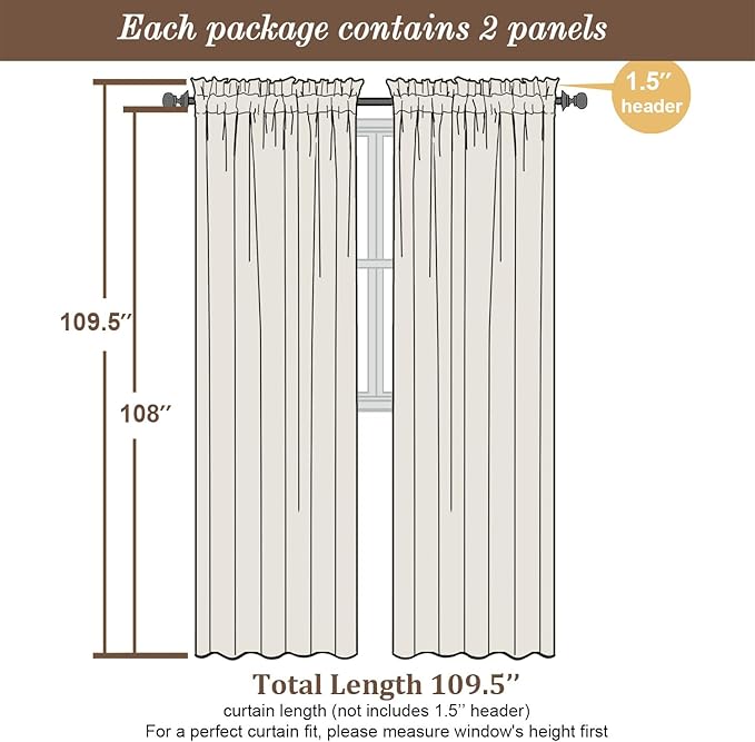 Chyhomenyc Extra Long Light Purple Sheer Curtains 108 Inch Length 2 Panels Set - Image 4