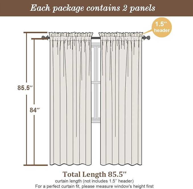 Chyhomenyc Light Grey Sheer Curtains 84 Inch Length 2 Panels, Light Filtering - Image 7