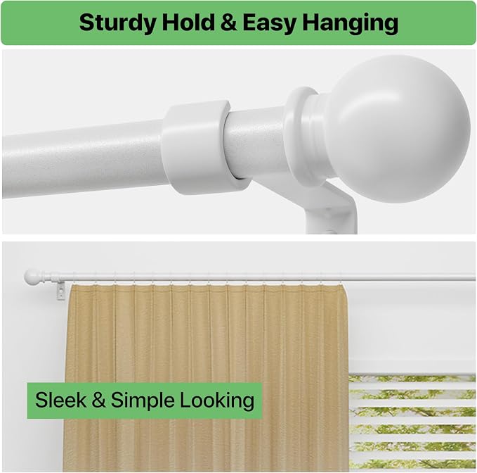 Curtain Rods for Windows 48 to 84, 2 Pack White Curtain Rod - Image 6