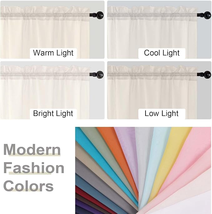 Cream Sheer Curtain for Bedroom Living Room 72 Inches Long 2 Panels Set - Image 7