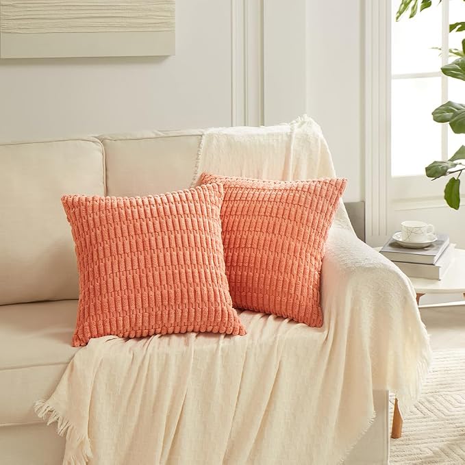 Fancy Homi 4 Packs Boho Coral Decorative Throw Pillow Covers 24x24 Inch - Image 7