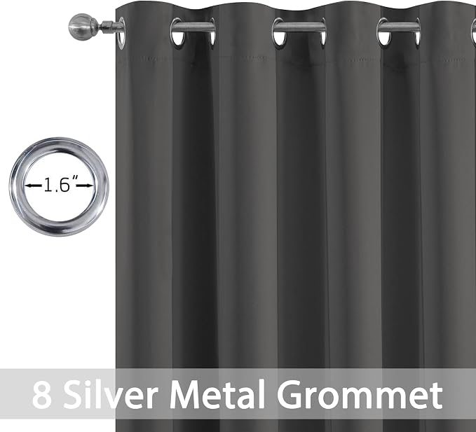 Yakamok Wide Thermal Blackout Patio Door Curtain Panel, Charcoal Grey Grommet - Image 2