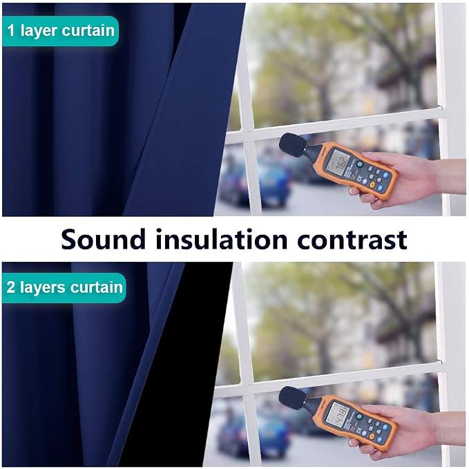 NICETOWN 100% Blackout Curtains 108 inches Long, Noise Reduction Window - Image 4