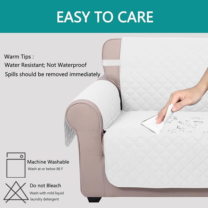 U-NICE HOME Loveseat Sofa Cover Reversible Couch Cover - Image 5