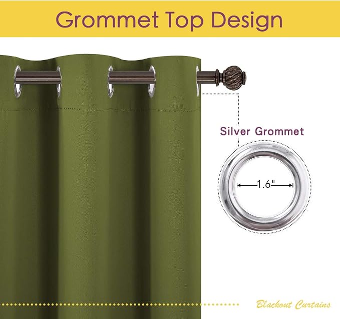 NICETOWN Living Room Window Curtain Panels, Thermal Insulated Solid Grommet - Image 2