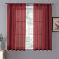 Tollpiz Short Sheer Curtain Linen Textured Bedroom Curtains Sheer Light by Tollpiz