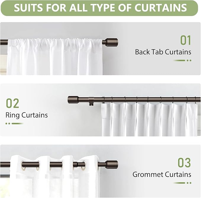 5/8” Diameter Curtain Rods 30-60 Inch, - Image 7