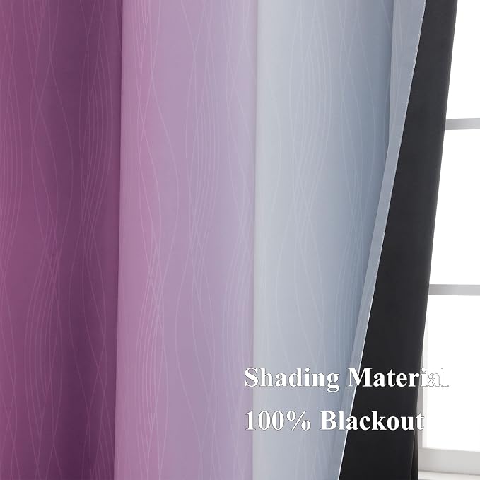 Estelar Textiler Purple and Grey Ombre Blackout Curtains 90 Inches Long 2 - Image 5