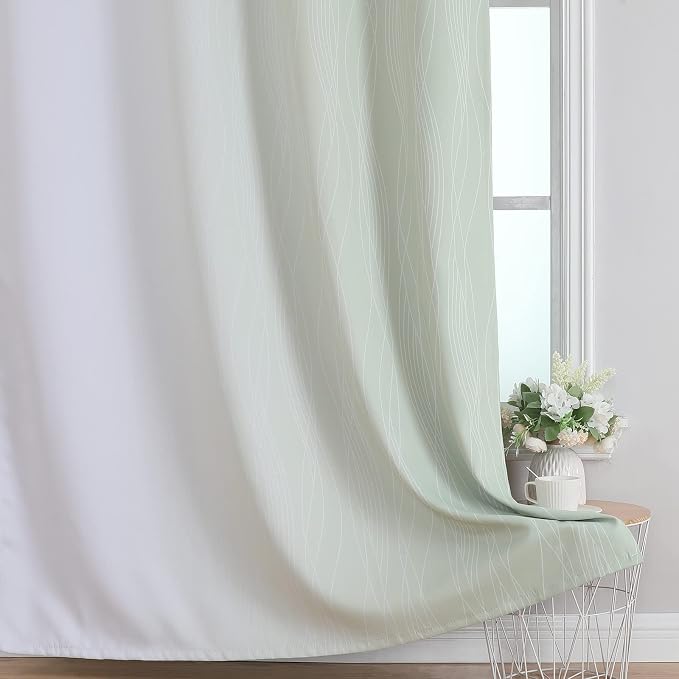Estelar Textiler Sage Green and Greyish White Ombre Short Blackout Cafe - Image 6