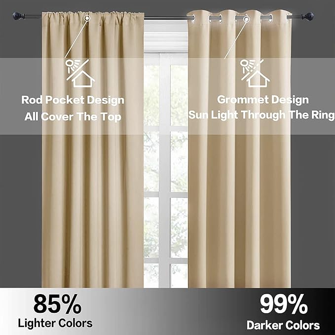 RYB HOME Short Biscotti Beige Curtains - Image 5