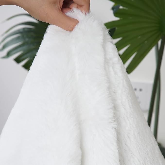 Ghouse White Faux Rabbit Fur Rug 6x9 Machine Washable Area Rugs - Image 6