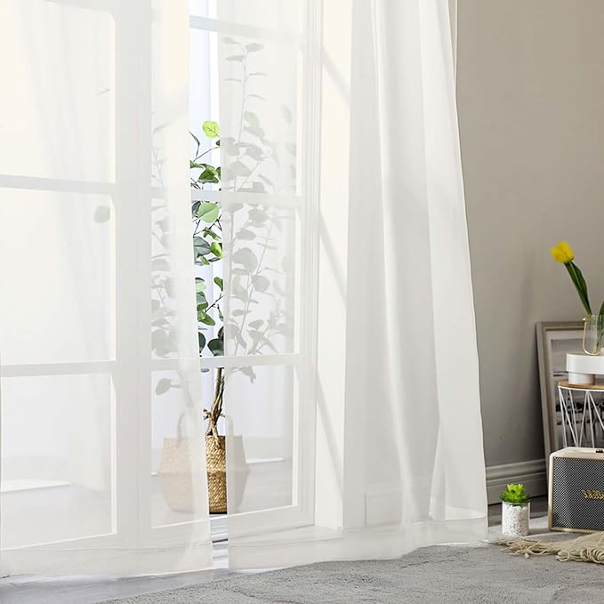 Ivory Sheer Curtains 84 Inches Long 2 Panels, Soft Airy Light Filtering Curtains - Image 8