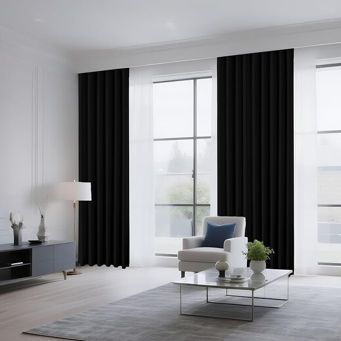 CUCRAF Black Blackout Curtains 90 inch Length 2 Panels Set, Rod Pocket Room - Image 8