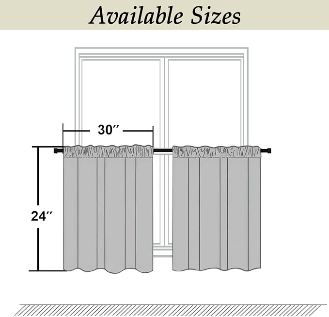 Simplebrand Ava Stone Short 24 Inches Blackout Curtain 2 Panels Set, Half - Image 9