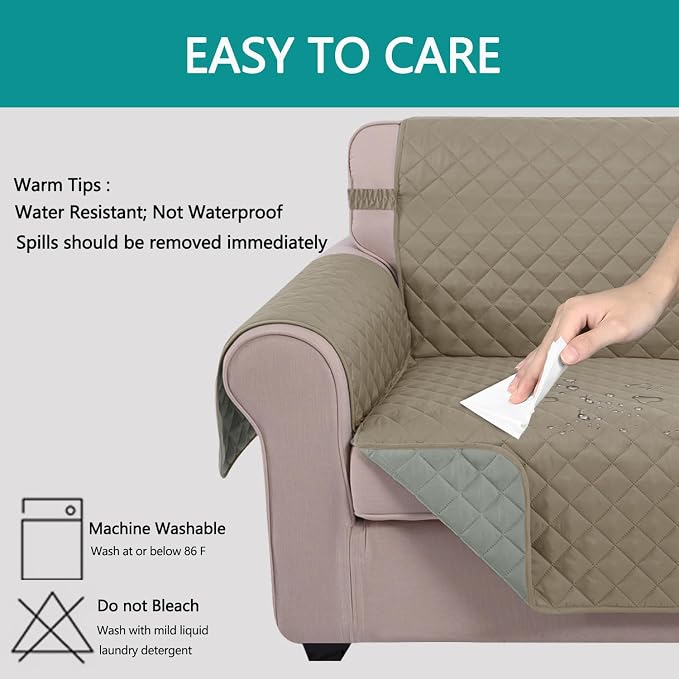 U-NICE HOME Reversible Oversized Chair Covers Quilted Water Repellent Pet - Image 3