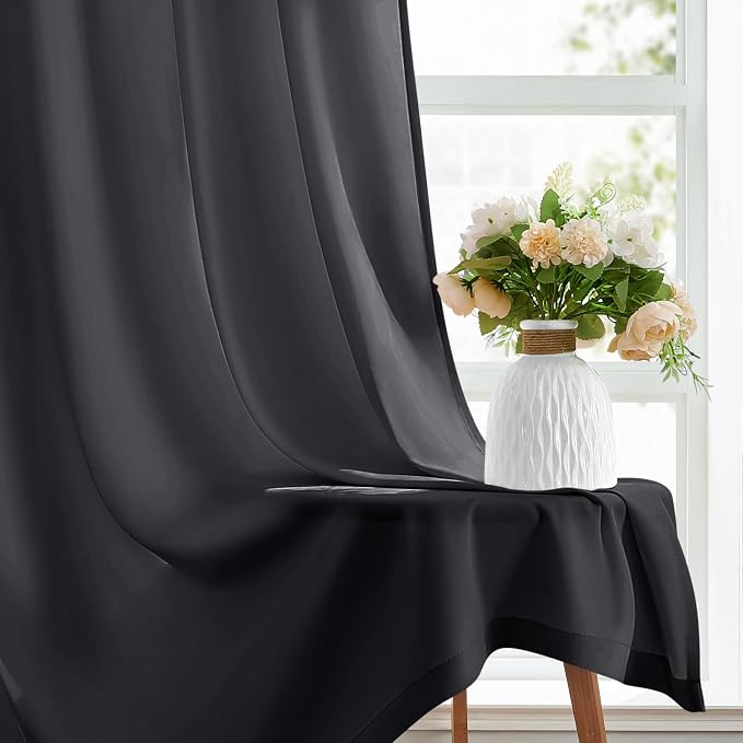 HOMEIDEAS Halloween Non-See-Through Black Privacy Sheer Curtains, 52 X 72 - Image 5