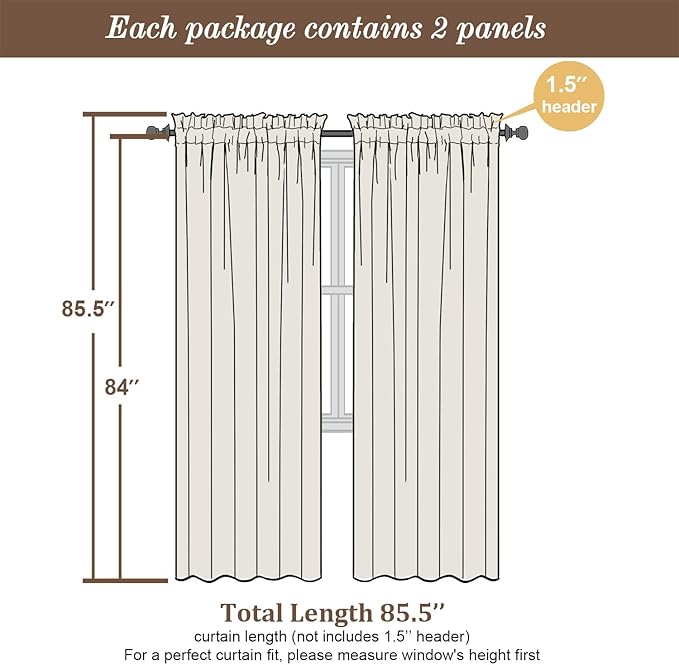 Chyhomenyc Gold Sheer Curtains 84 Inch Length 2 Panels Set, Light Filtering - Image 4