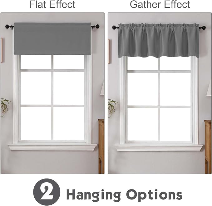 Chyhomenyc Light Grey Valances for Window, Room Darkening Short Curtains for - Image 2