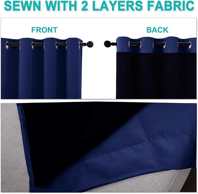 NICETOWN 100% Blackout Curtains 54 inches Long, Royal Blue, 1 Pair, 42 inches - Image 5