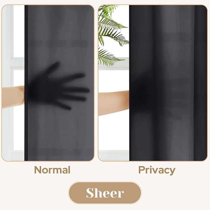 HOMEIDEAS Halloween Non-See-Through Black Privacy Sheer Curtains, 52 X 96 - Image 3