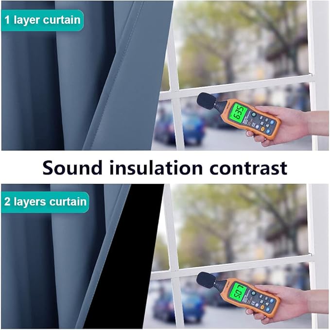 NICETOWN 100% Blackout Curtains 95 inches Long, Pair of Energy Smart & Noise - Image 2