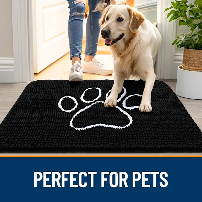 OLANLY Dog Door Mat for Muddy Paws 45x27, Paw Print Design, Absorbs Moisture - Image 6