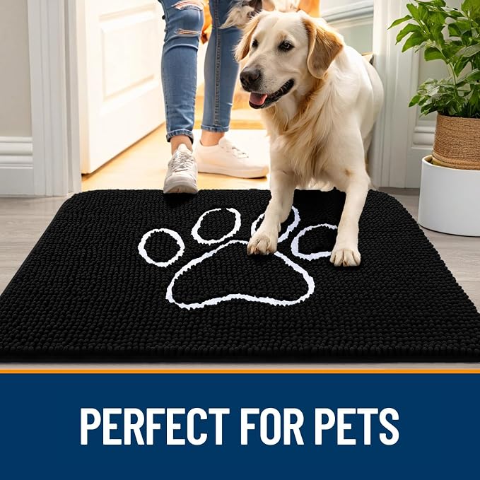 OLANLY Dog Door Mat for Muddy Paws 24x16, Paw Print Design, Absorbs Moisture - Image 6