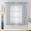 OVZME Light Grey Sheer Curtains 63 Inches Long 2 Panels by OVZME