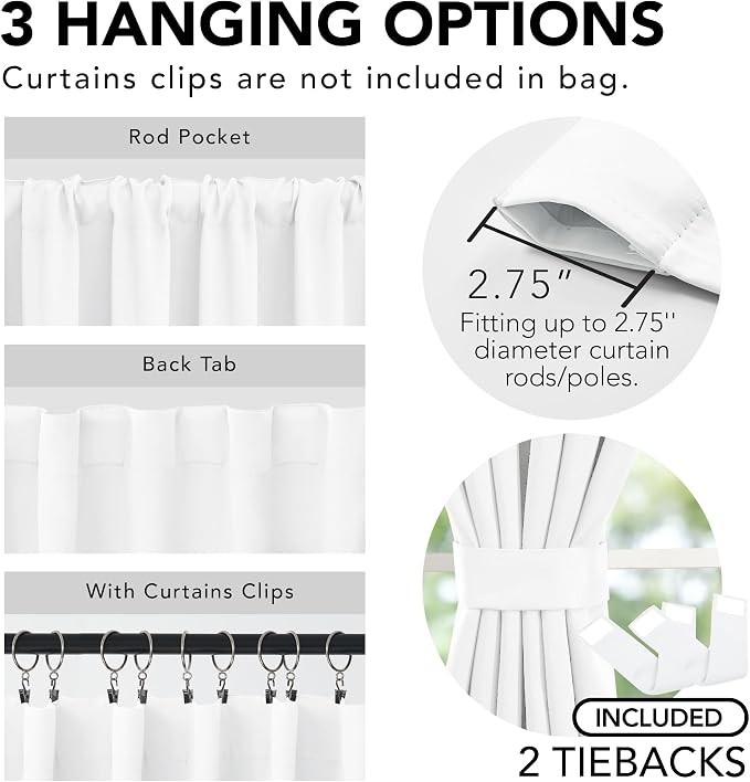 Deconovo Total Blackout Curtains 2 Panels W70 x L108— 100% Blackout, Thermal - Image 4