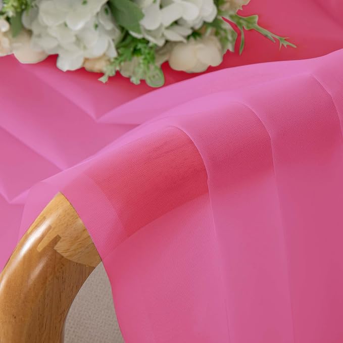 OWENIE Hot Pink Kitchen Sheer Curtains - Image 6