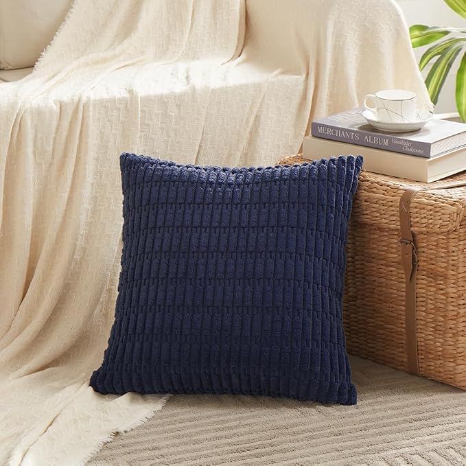 Fancy Homi 4 Packs Navy Blue Decorative Throw Pillow Covers 24x24 Inch - Image 2